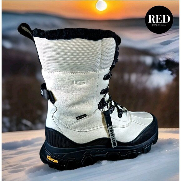 UGG Adirondack Meridian Waterproof White Leather Boots - Women's Size 9 - Picture 12 of 14